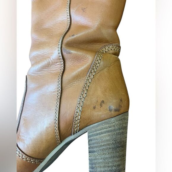 Madewell 1837 Women’s Tan Leather Knee-High Boots Size 7 | 3” Heel | 14” Shaft - Picture 4 of 8